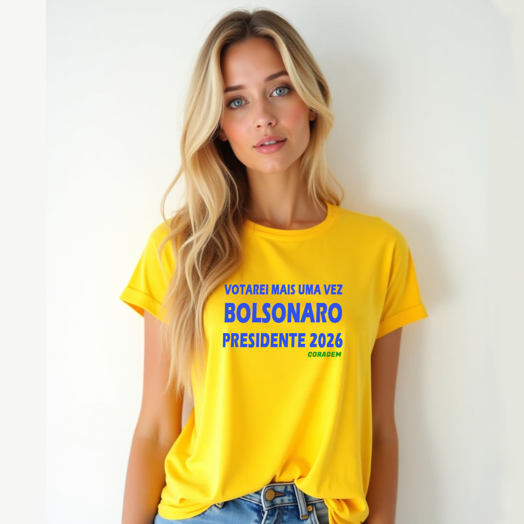 Camiseta "Votarei mais uma vez Bolsonaro presidente 2026"
