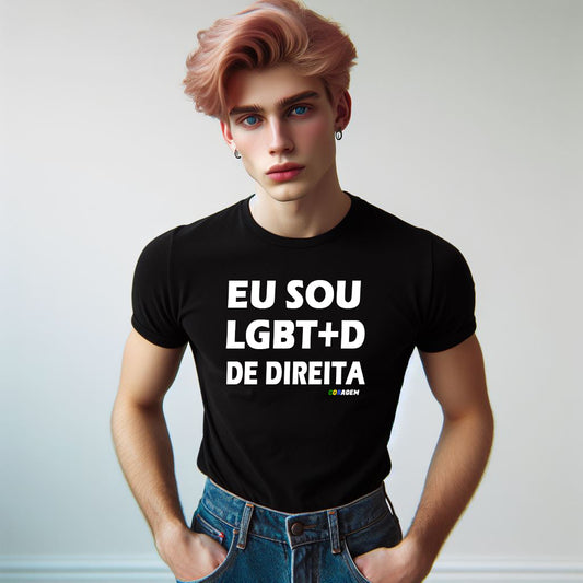 Camiseta "Sou LGBT+D Direita"